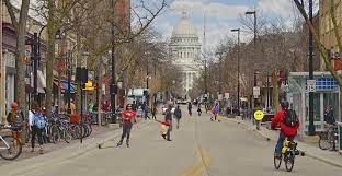 Pedestrian Mall in Madison, WI.