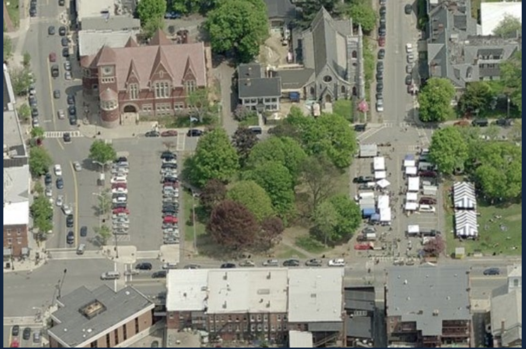 parking, town hall, aerial