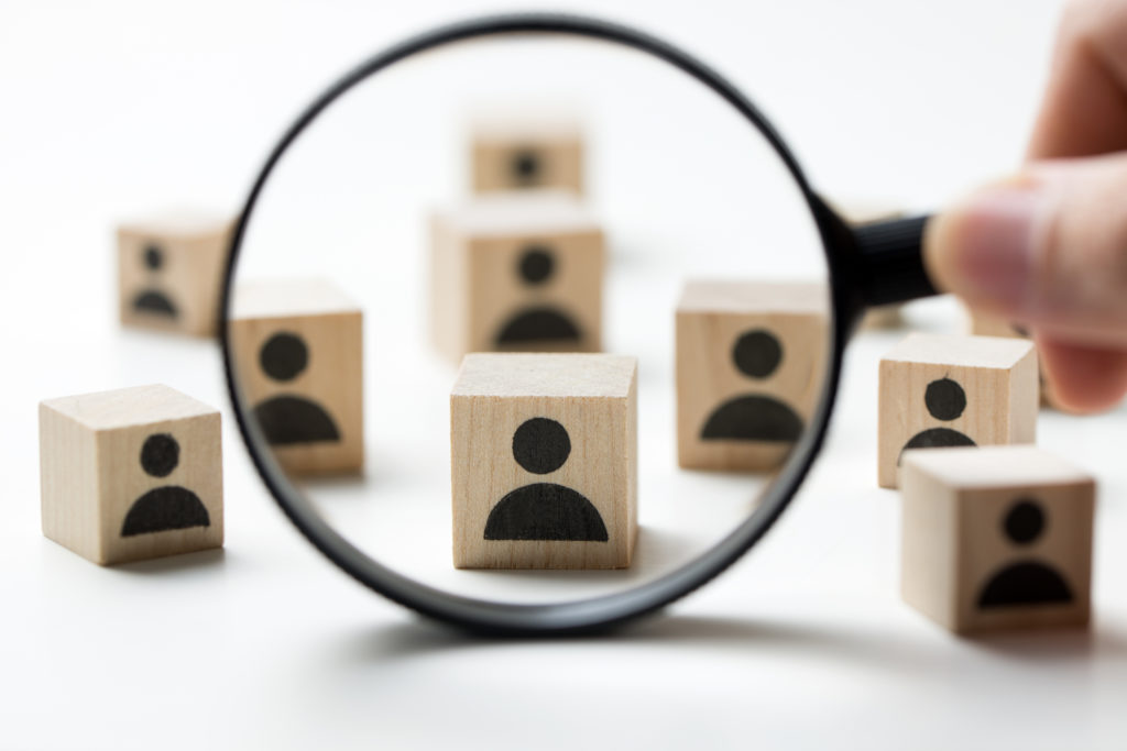 candidates magnifying glass, hiring, research