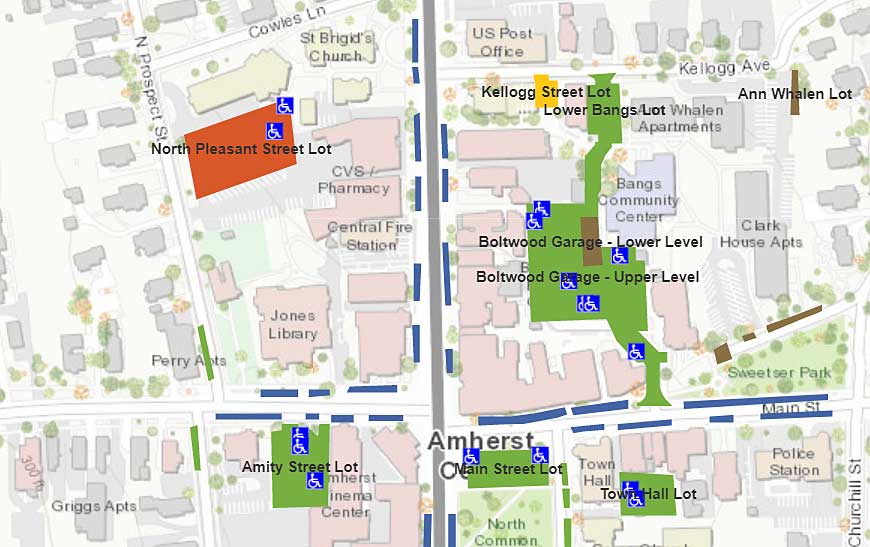 Downtown Amherst parking map