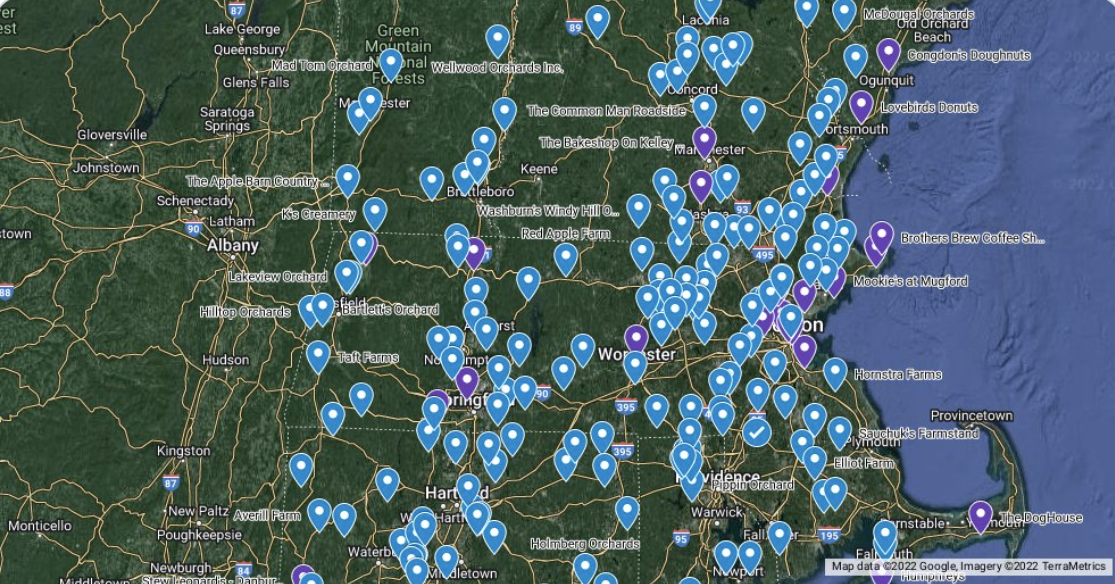 You Didn’t Know You Needed This Map Of 250 Cider Doughnut Vendors In New England. Amherst Indy