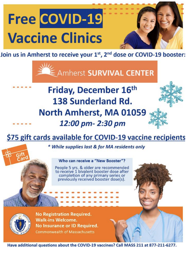 Free COVID-19Vaccine Clinics @ Amherst Survival Center