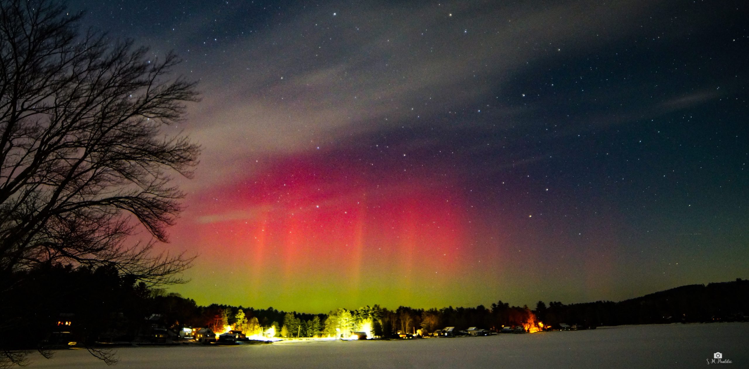 Northern Lights Viewed Across New England And Over Lake Wyola Last