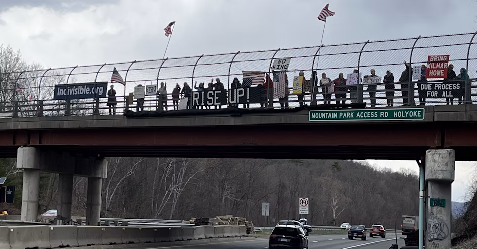 Overpass standout, protest