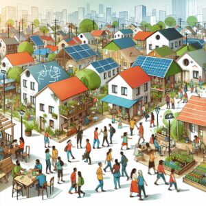 A,Vibrant,Community,Featuring,Various,Types,Of,Housing,(affordable,,Sustainable,