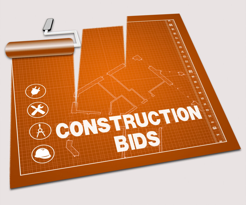 Construction,Bids,Paint,Roller,Shows,Building,Quote,3d,Illustration