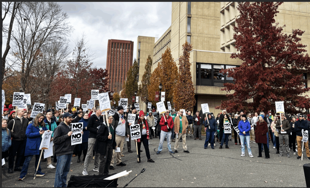 UMass Professional Staff Union Protests Low Wages and Stalled Contract Negotiations in Leadup To No Confidence Vote in Chancellor Reyes