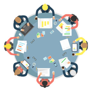 Business,Meeting, Committee MeetingTeam ork,,Brainstorming,In,Flat,Style.,Flat,Design,Vector