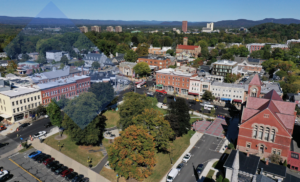 Amherst downtown Aerial, with UMass
