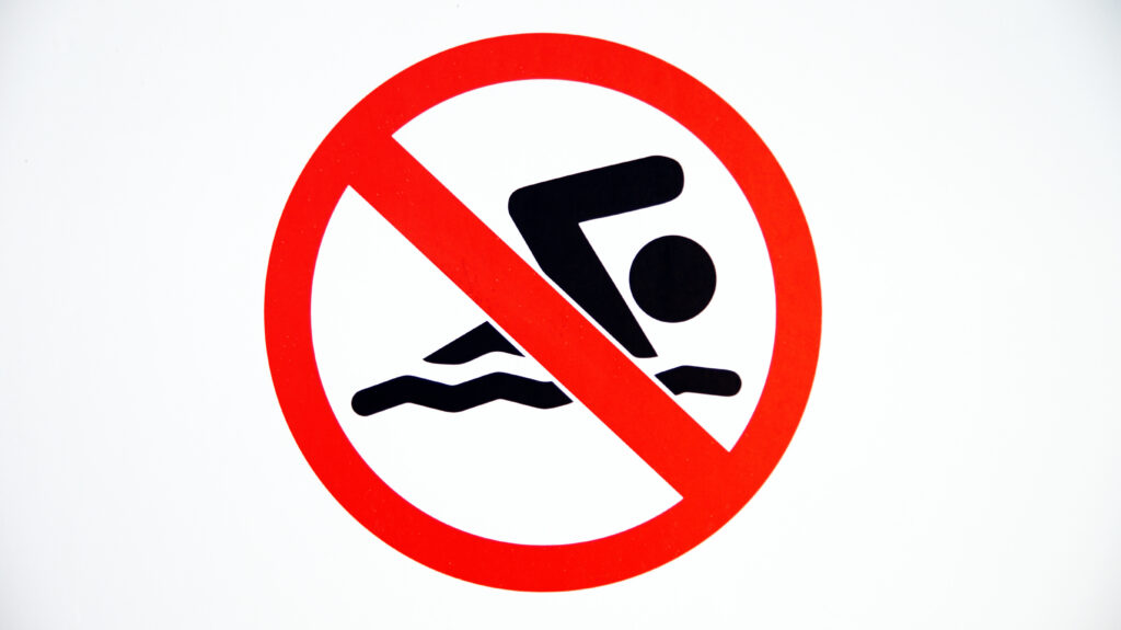 No,Swimming,Sign,Board,On,White,Background