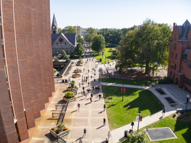 umass campus - aerial umass students