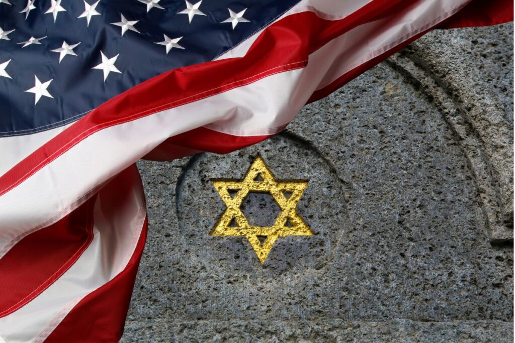 American flag and star of David